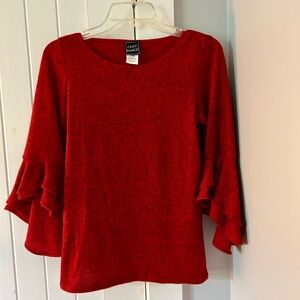 COCO BIANCO. Flamingo sleeved red blouse.